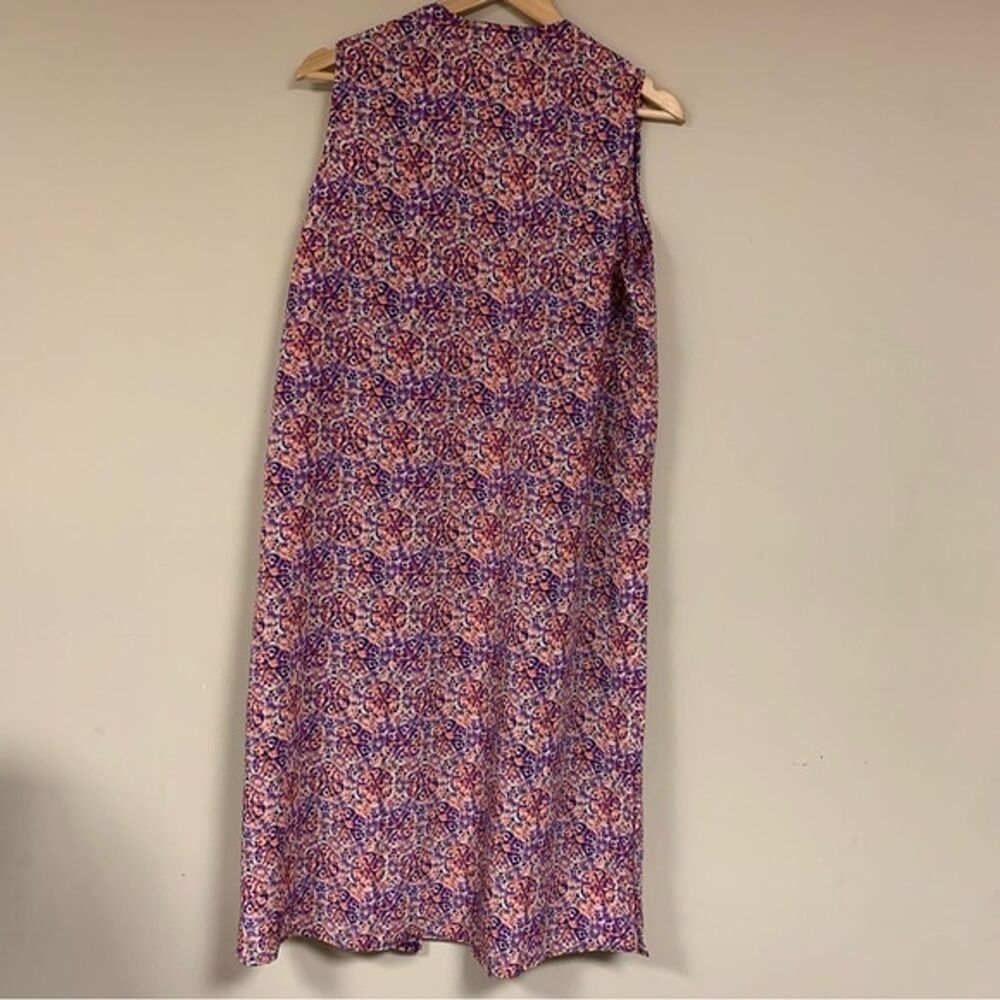 NWT LULAROE Joy Duster Vest Cardigan Womens M Purple Orange Geo Open Front Flowy - Picture 5 of 10